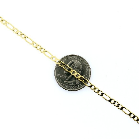 Real 10K Yellow Gold 2mm Figaro Link Chain Necklace 18" inch - Picture 2 of 6
